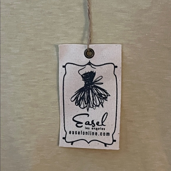 NWTEasel Yellow Panel Top w/Pieced Plaid & Floral Fabric Sleeves w/Pink Rickrack - Picture 3 of 16